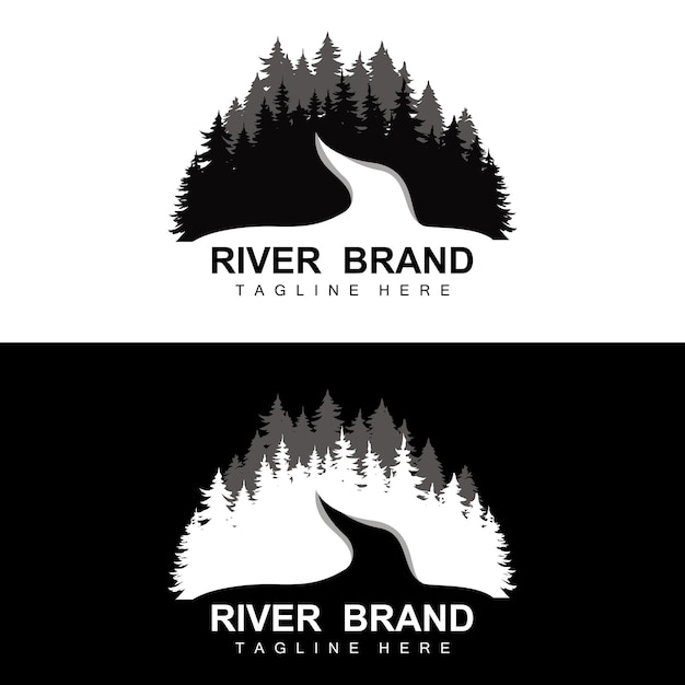 River Logo Design River Creek Vector Riverside Illustration With A Combination Of Mountains And Nature Product Brand