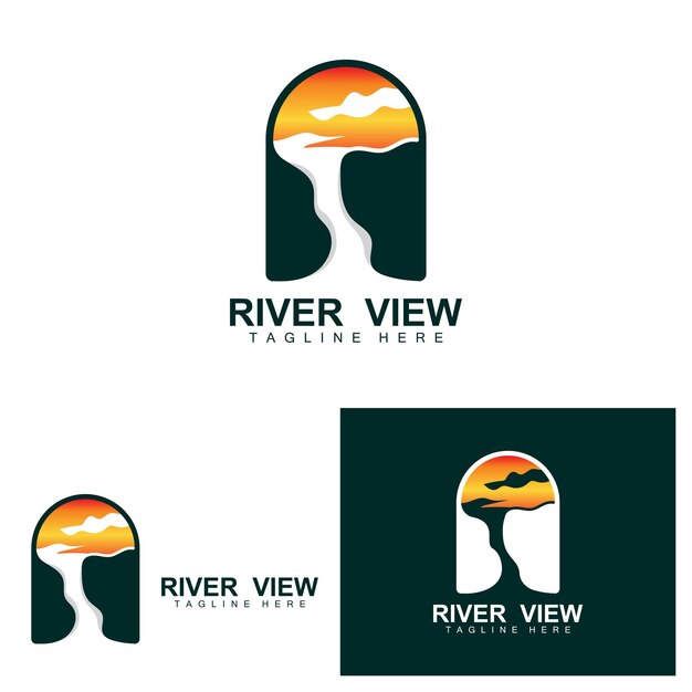 River logo design river creek vector riverside illustration
with a combination of mountains and nature product brand