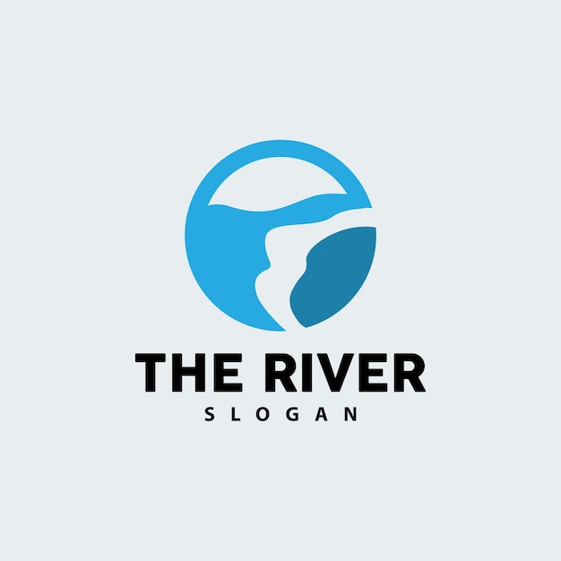 River logo design river creek vector riverside illustration with a combination of mountains and nature product brand