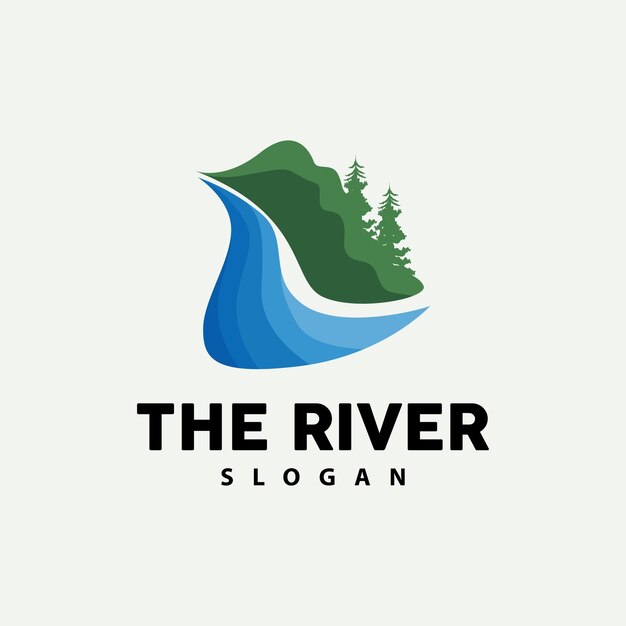 River Logo Design River Creek Vector Riverside Illustration With A Combination Of Mountains And Nature Product Brand