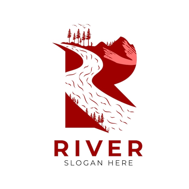 川のロゴ r - 川のロゴ r ベクトル r イラスト 川のロゴ デザイン テンプレート。