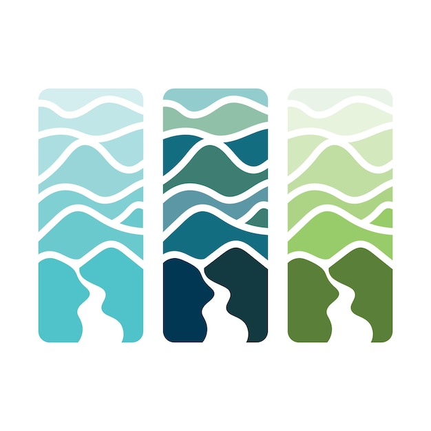 川のロゴのベクトルアイコンイラストデザインテンプレート
