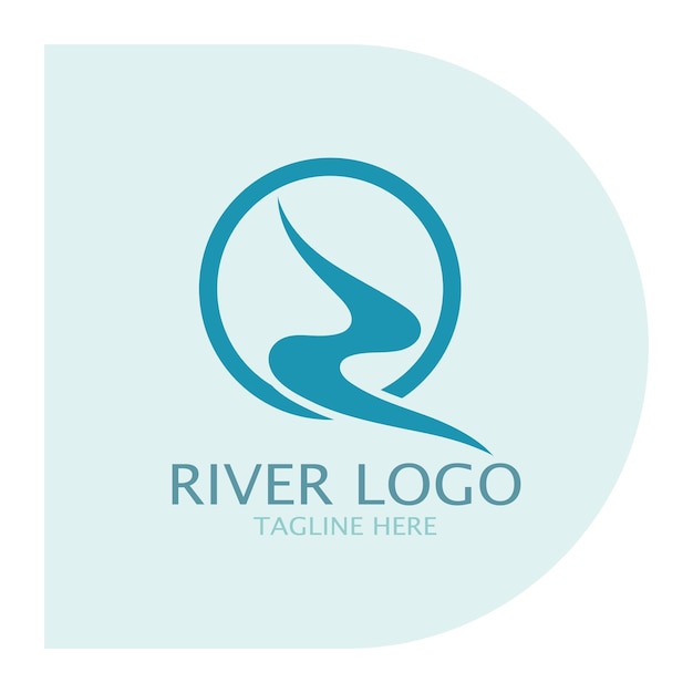 Шаблон дизайна векторной иконки логотипа реки