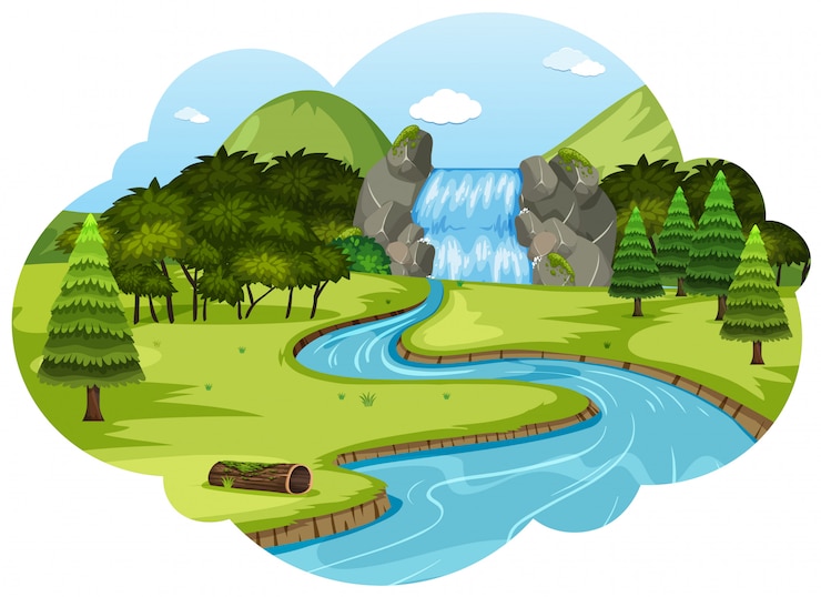 Vector a river in nature landscape