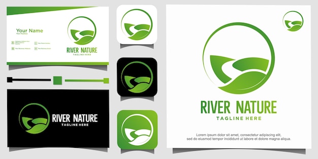 river nature logo design template