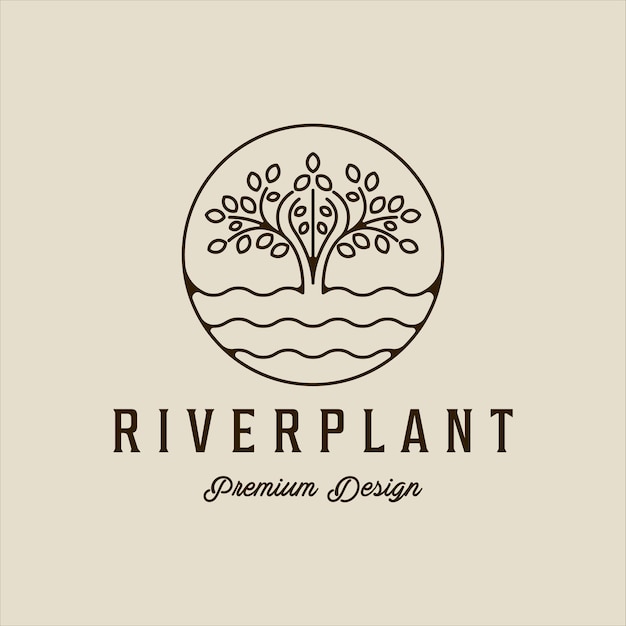 Vector river plant reed logo line art vector simple illustration template icon graphic design cattails grass nature sign or symbol for environment natural concept with typography