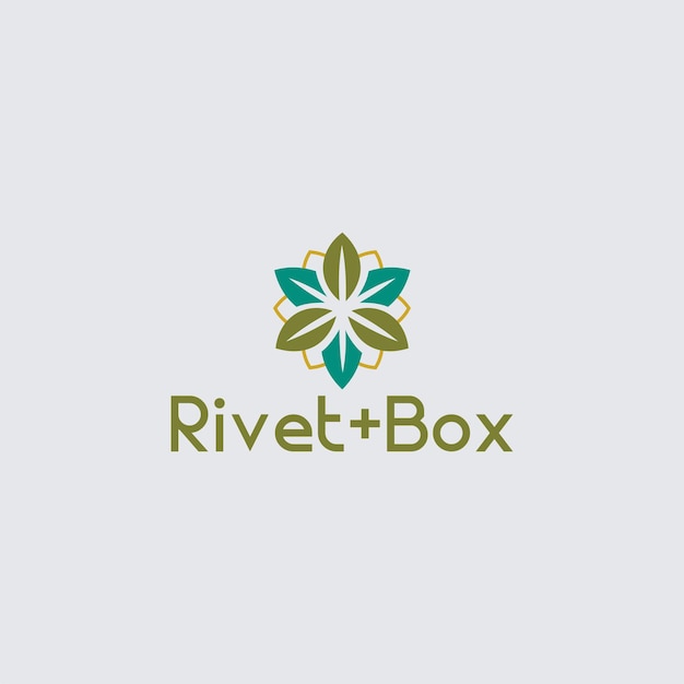 Rivetto più box logo design modello vettoriale