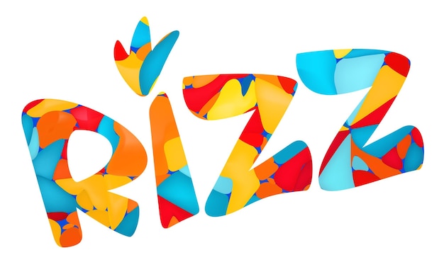 Vector rizz designation of charisma in a short word bright lettering with hearts