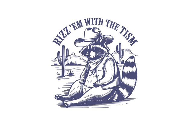 rizz em with the tism funny sarcastic raccoon quote t shirt design