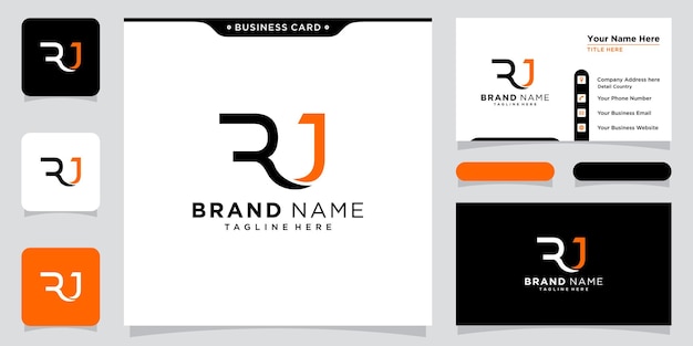 RJ or JR Letter Logo Design Template Vector