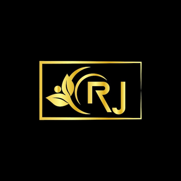 rj letter branding logo design with a flower logo