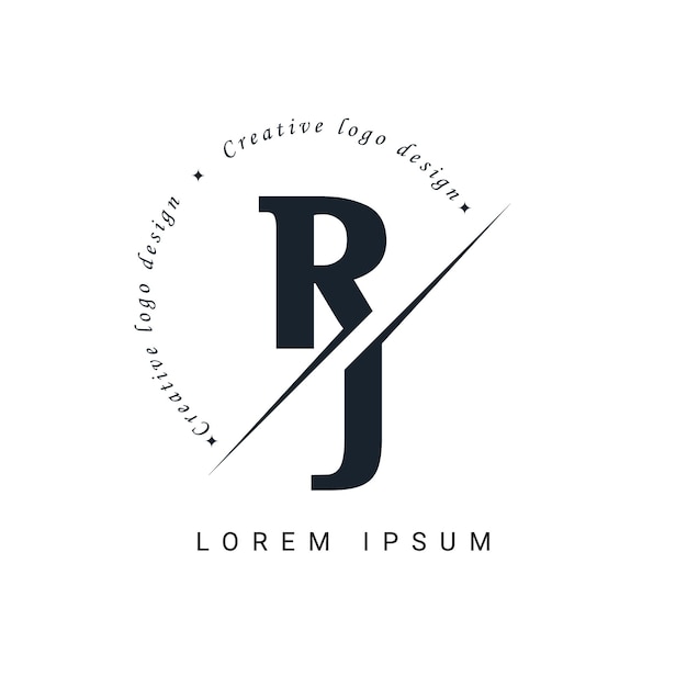 RJ Letter Logo Design with a Creative Cut Creative logo design