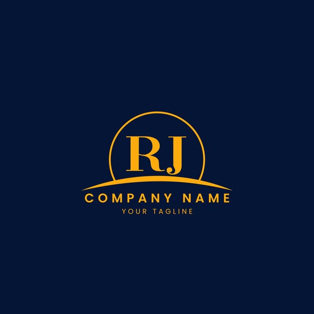 RJ Minimalist Corporate Logo met initialen en boogontwerp