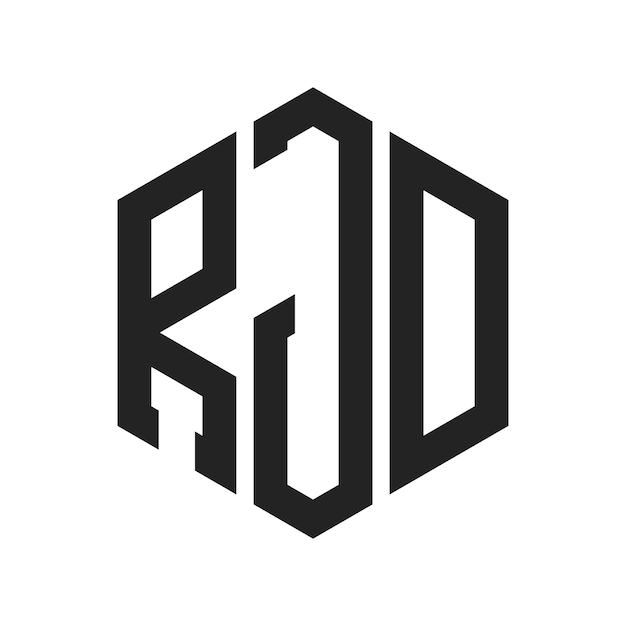 RJD ロゴデザイン イニシャルレター RJD モノグラム ロゴは六角形を使用しています