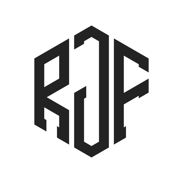 RJF ロゴデザイン イニシャルレター RJF モノグラム ロゴは六角形を使用しています