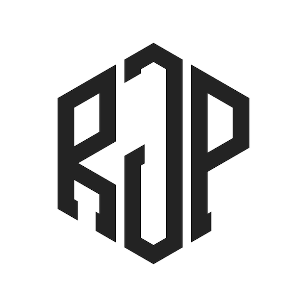 RJP ロゴ デザイン イニシャルレター RJP モノグラム ロゴは六角形を使用しています