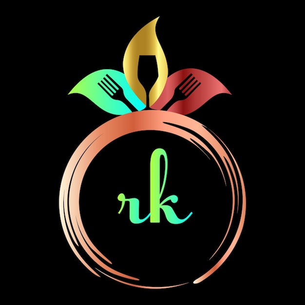 Rk monogram design abstract isolated restaurant food vector template fresh food