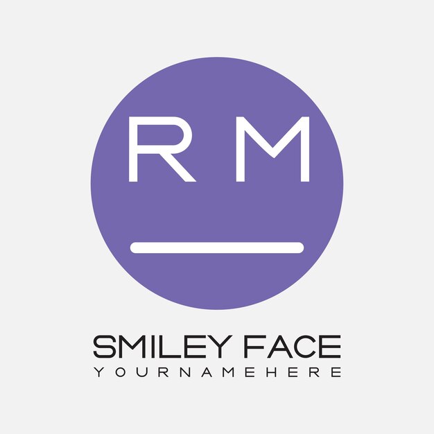 スマイル・フェイス・ロゴのRMイニシャル・モノグラム (RM Initial Monogram) サイクル・スタイルのデザイン