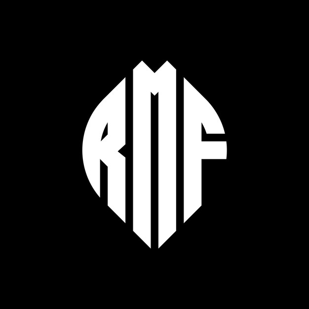 Вектор Дизайн логотипа rmf с круговой буквой в форме круга и эллипса