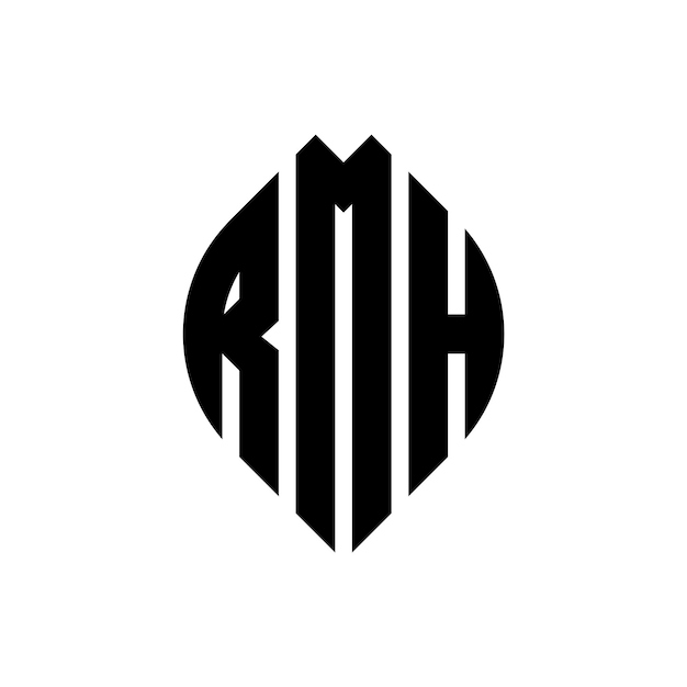 Вектор Дизайн логотипа rmh с круговой буквой в форме круга и эллипса rmh эллипсовые буквы с типографическим стилем три инициалы образуют логотип круга rmh circle emblem abstract monogram letter mark vector
