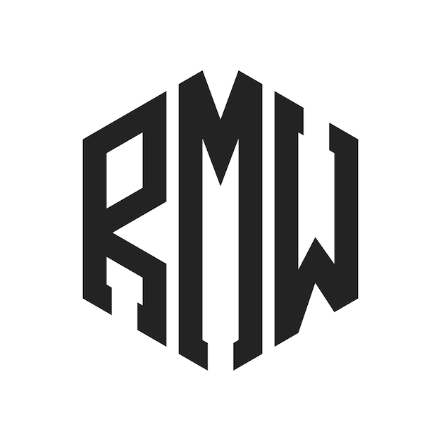 RMW ロゴ デザイン イニシャルレター RMW モノグラム ロゴ ヘクサゴン形