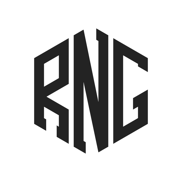 RNG ロゴ デザイン イニシャルレター RNG モノグラム ロゴ ヘクサゴン形