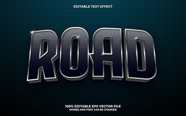 Road 3d bewerkbaar teksteffect