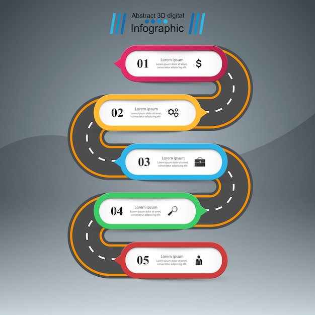 Illustrazione digitale della strada 3d infographic