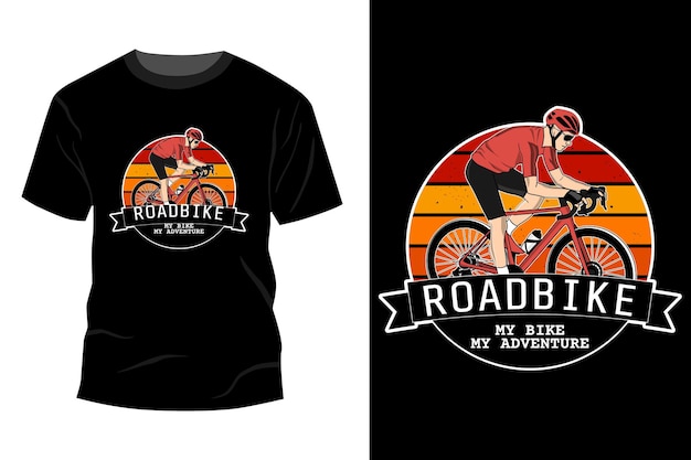 ロードバイクマイバイクマイアドベンチャーtシャツモックアップデザインヴィンテージレトロ