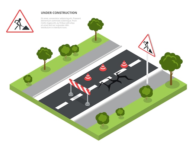 Vector road block under construction