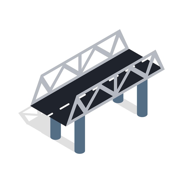 Vector road bridge icon in isometric 3d style isolated on white background