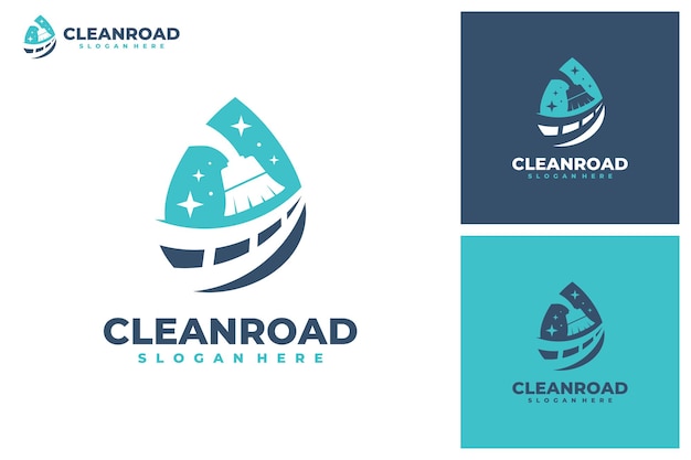 道路清掃のロゴのベクトル クリーニング サービス ビジネスのロゴのテンプレート デザイン コンセプト