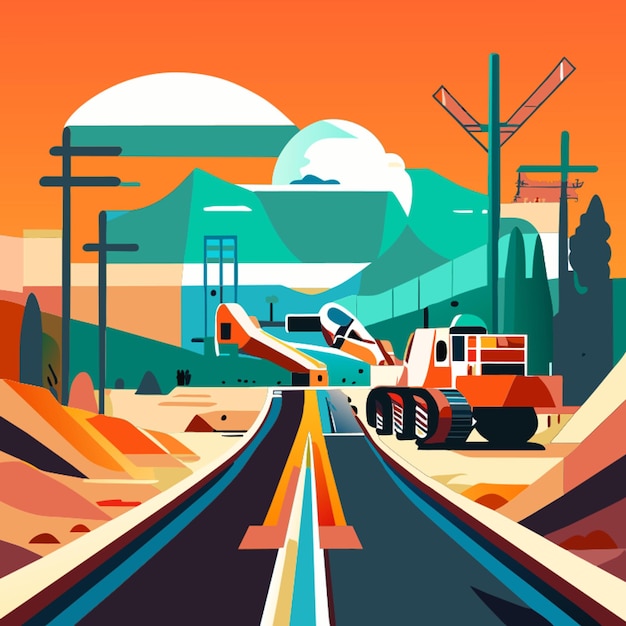 Vector road construction vector illustration