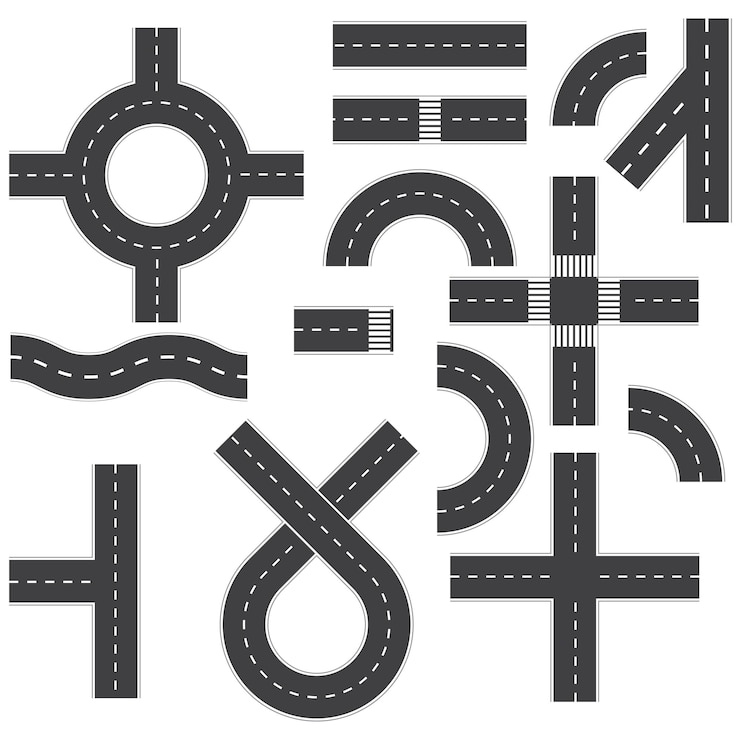 Vector road elements illustration isolated on white
