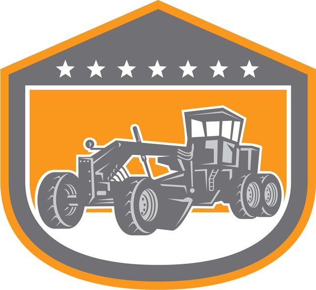 Vector road grader shield retro