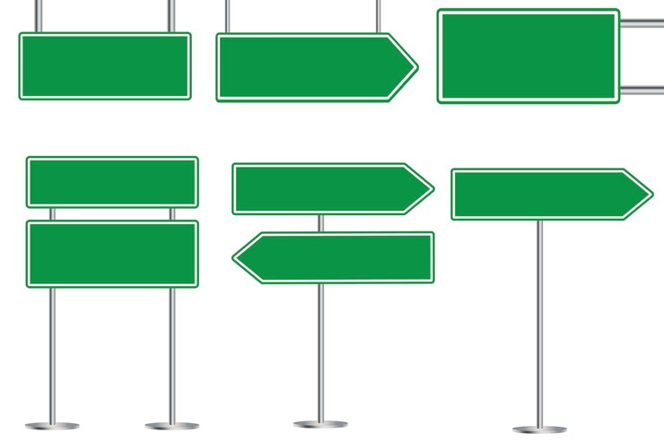 Vector road green sign street empty sign from the boards traffic direction indicator empty signboards in the form of sterlok