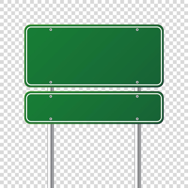 Road green traffic sign blank board with place for text mockup isolated information sign direction
