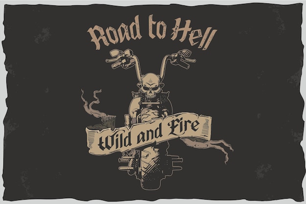 Vettore strada per l'inferno - illustrazione vettoriale tshirt