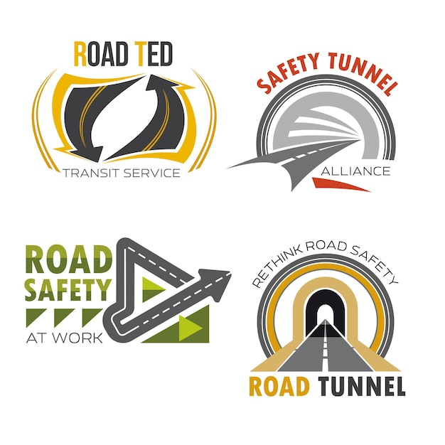 Road and highway isolated symbol set