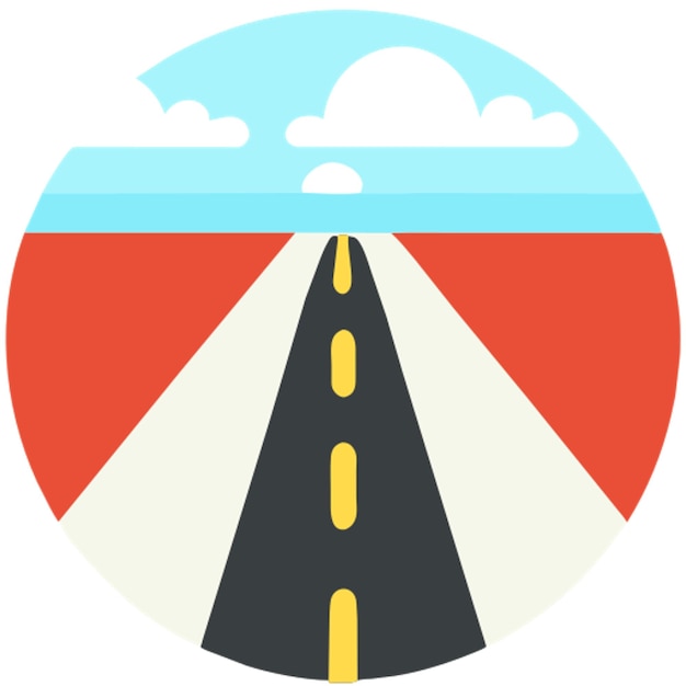 Vector road icon colored shapes