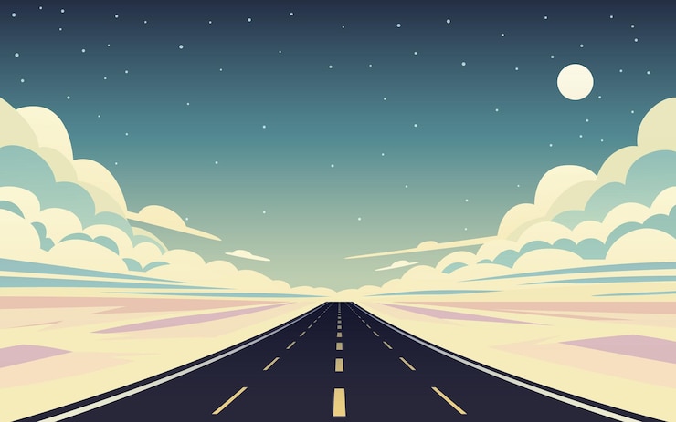 Vector road to infinity vacation trip banner horizon road sky vector