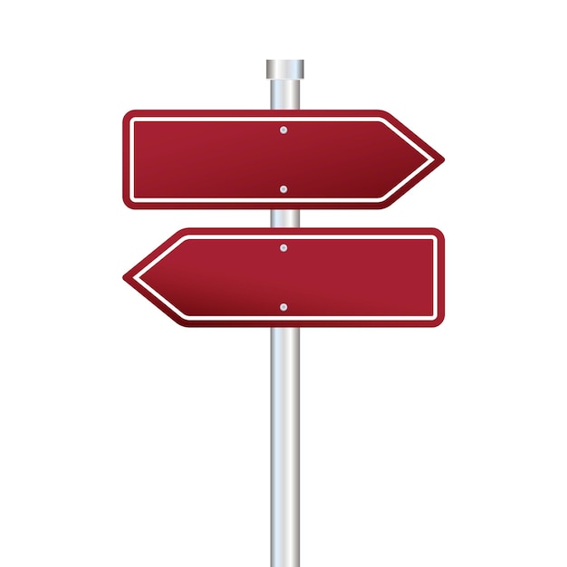 Vector road information arrow sign blank red street sign highway road sign