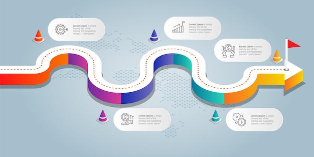 Road isometric infographic presentation