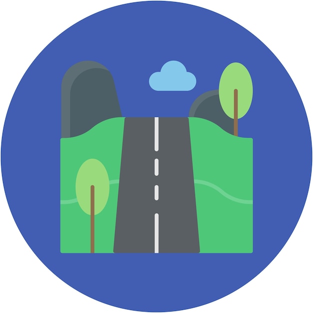 Road Landscape Vector Illustration Style