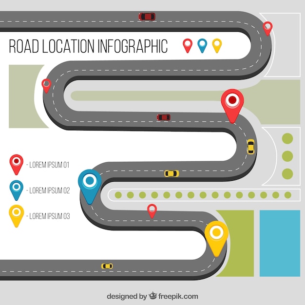 Road locatie infographic in vlakke stijl