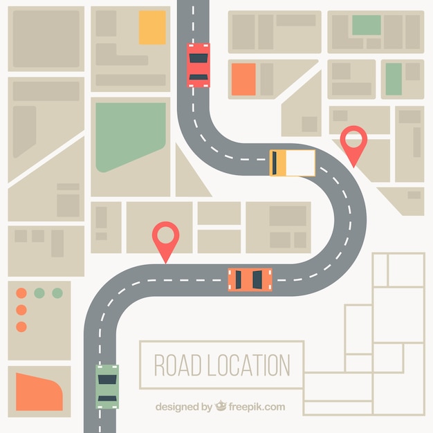 Vector road map background in desaturated colors