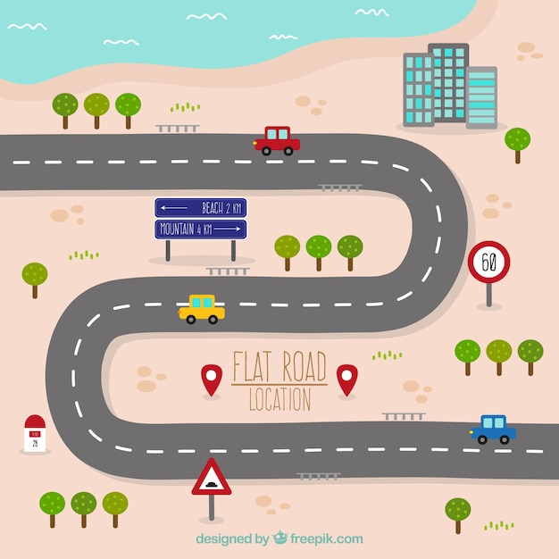 Road map design piatto