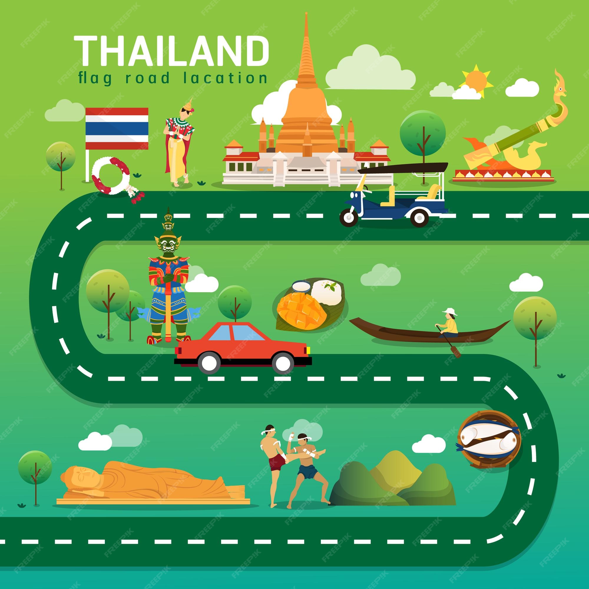 Premium Vector | Road map and journey route in thailand Premium Vector | Road map and journey route in thailand