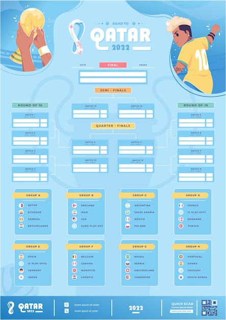 카타르 2022 월드컵 벽 차트 포스터 템플릿 디자인으로가는 길