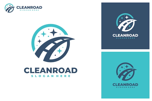 Road reiniging logo vector schoonmaak service bedrijfslogo sjabloon ontwerpconcept